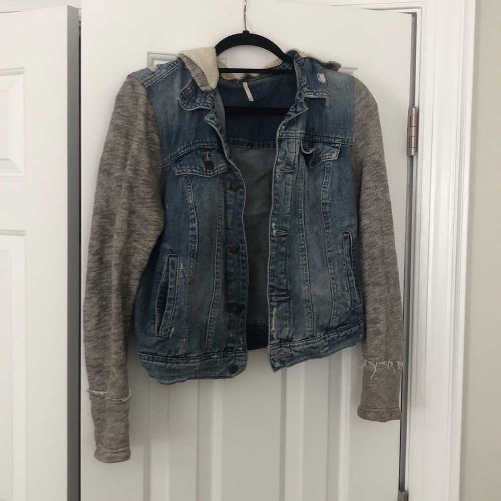 Free People Hooded Jean Jacket